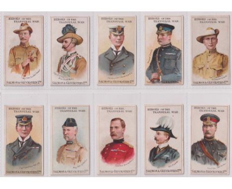 Cigarette cards, Salmon &amp; Gluckstein, Heroes of the Transvaal War, 10 cards, Maj Gen Baden-Powell, Capt Cox, Commander Et