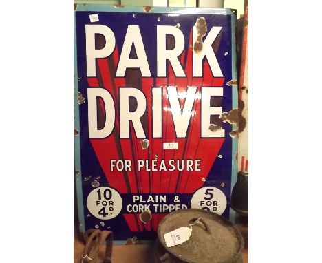 Original PARK DRIVE enamel sign. 