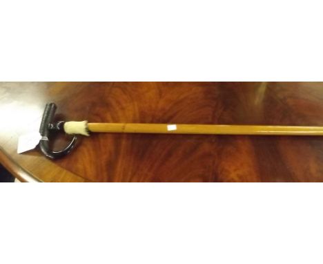 19th. C. walking stick with goat's horn finial. 