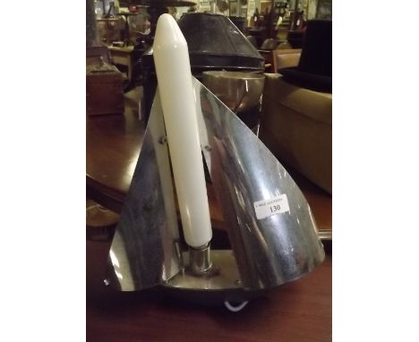 Art Deco chrome table lamp in the form of a sailing boat. 