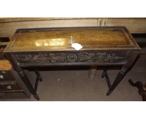 19th. C. carved oak book trough.  { 71cm H X 84cm W X 27cm D }. 