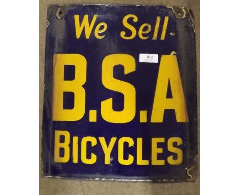 Original BSA WE SELL MOTOR CYCLES double sided enamel sign. 