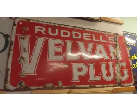 RUDDELLS PLUG enamel sign. { 60cm H X 122cm W }. 