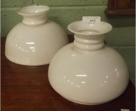 Two Victorian milk glass lamp shades. 