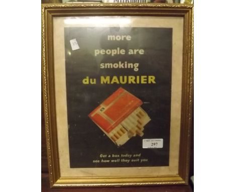 Original EVERYONE LOVES TO SMOKE DU MAURIER enamel sign. 