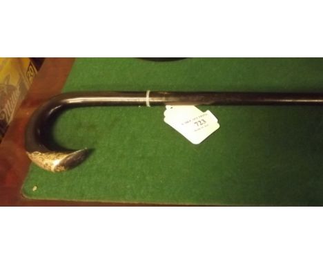 Victorian ladies ebony walking stick with silver feral. 