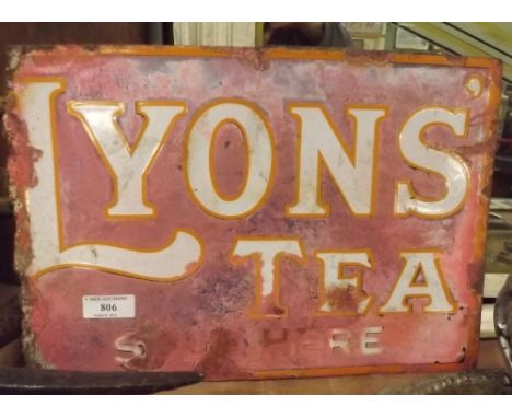 Original LYONS double sided enamel sign. 