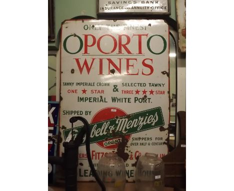 Original OPORTO WINES enamel sign. 