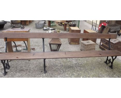 19th. C. mahogany and cast iron bench  { 285cm L }.