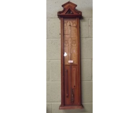 19th. C. Admiral Fitzroy oak barometer in the Gothic style.