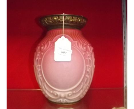 Victorian pink embossed hanging lamp shade. 