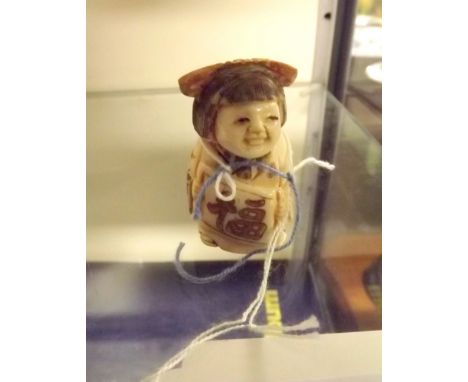 Japanese Netsuke of an OLD WOMAN Signed. 