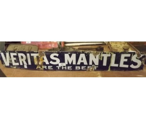 Original VERITAS MANTLES enamel sign. 