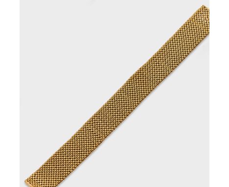 Ungarn. Um 1950. Gelbgold gest. 14 ct.; Milanese-Armband mit Steckverschluss und Sicherheitskette. L. 18 cm. Gew. ca. 28,94 g