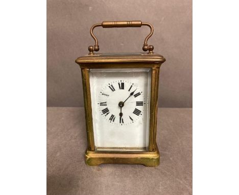 A French enamel face carriage clock 