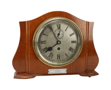 RAILWAY INTEREST - a Pullman carriage style clock, in shaped walnut case, with plaque "taken from Pullman car Chloria built 1