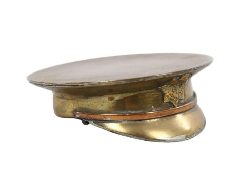 A First War Period snuffbox hat Officer's Army Service Corps cap, trench art, diameter 7cmCap is sealed shut, wear to edges, 