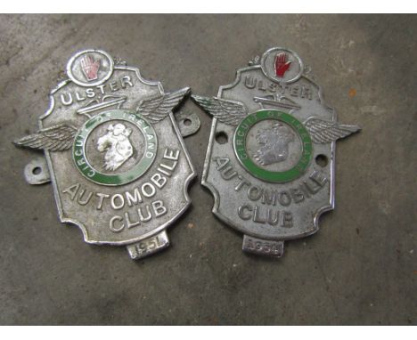 Two Ulster automobile club badges 1951 and 1954