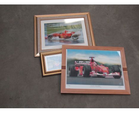 Three Ferrari prints including a limited edition print by W. Newman No. 127/144
