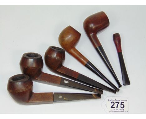 5 X VINTAGE PIPES + 1 CIGARETTE HOLDER