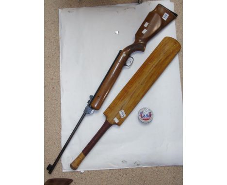 DIANA SERIES 70 AIR RIFLE & PELLETS + VINTAGE CRICKET BAT