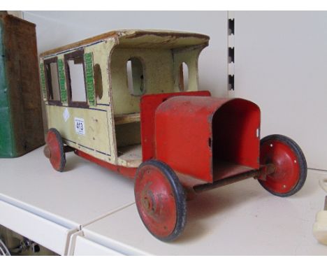 VINTAGE TIN PLATE & PAINTED WOOD TRUCK