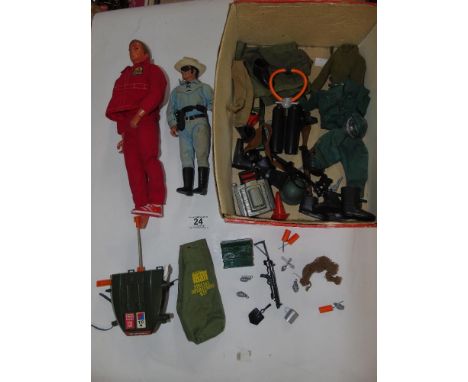 VINTAGE BIONIC MAN & LONE RANGER FIGURES + ACCESSORIES