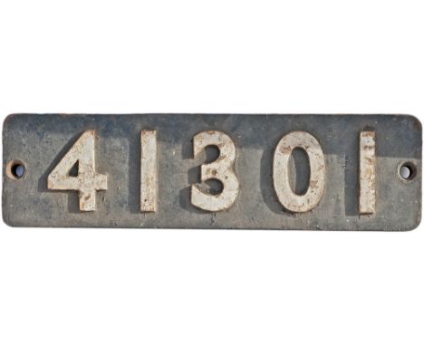 Smokebox numberplate 41301 ex Ivatt 2MT 2-6-2T built at Crewe in 1952. Sheds included 73B Bricklayers Arms, 74B Ramsgate, 75A
