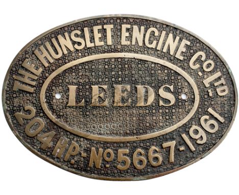 Diesel worksplate THE HUNSLET ENGINE CO LTD LEEDS 204HP No5667-1961 ex BR Class 05 0-6-0DM D2618 the last of the class to be 