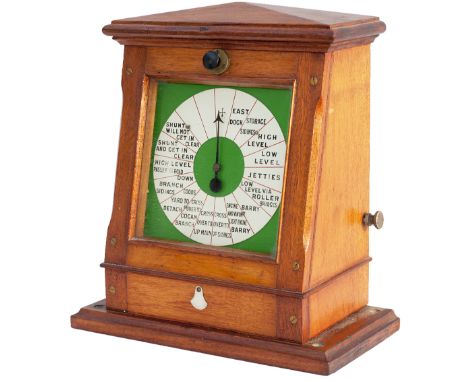 GWR Tyers mahogany cased Rotary train describer receiving instrument with descriptions FOR EAST DOCK, JETTIES, LOW LEVEL VIA 