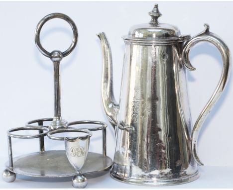 Great Eastern Railway Elkington silver plated Coffee Pot inscribed with GER DC and Batswing to the front base marked Elkingto