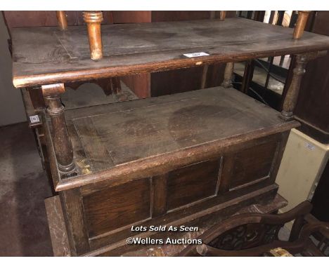 MONKS BENCH, 37.5 X 23 X 31 INCHES / LOCATED AT VICTORIA ANTIQUES, WADEBRIDGE, PL27 7DD