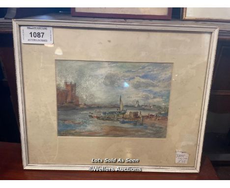 *FRAMED AND GLAZED ORIGINAL WATERCOLOUR OF A HARBOUR SCENE SIGNED W. K. SIBREY, 25 X 17CM / LOCATED AT VICTORIA ANTIQUES, WAD