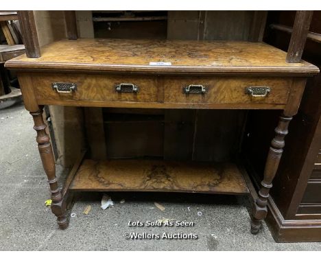 SIDE TABLE WITH TWO DRAWERS AND ONE SHELF UNDERNEATH, 36 X 19 X 29.5 INCHES / LOCATED AT VICTORIA ANTIQUES, WADEBRIDGE, PL27 