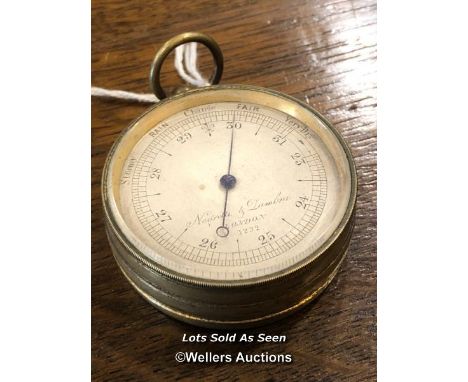 *NEGRETTI &amp; ZAMBRA BRASS POCKET COMPASS, NO 1292 / LOCATED AT VICTORIA ANTIQUES, WADEBRIDGE, PL27 7DD