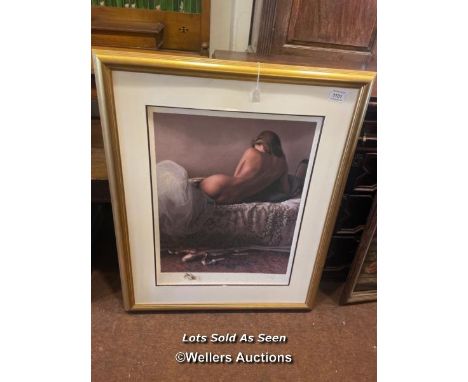 *FRAMED LARGE LIMITED EDITION PRINT OF A NUDE 195/295, SIGNED IN PENCIL, 53 X 70CM / LOCATED AT VICTORIA ANTIQUES, WADEBRIDGE