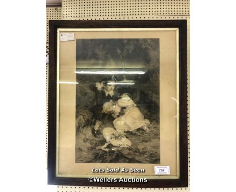 *FRAMED AND GLAZED PRINT OF 'BABES IN THE WOOD', 59.5 X 71CM / LOCATED AT VICTORIA ANTIQUES, WADEBRIDGE, PL27 7DD