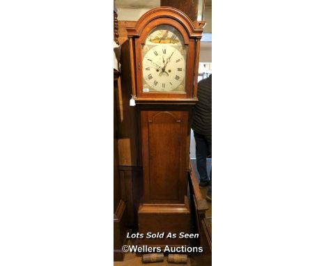 *18TH CENTURY 8 DAY OAK LONGCASE CLOCK WITH PAINTED DIAL, 198CM / LOCATED AT VICTORIA ANTIQUES, WADEBRIDGE, PL27 7DD