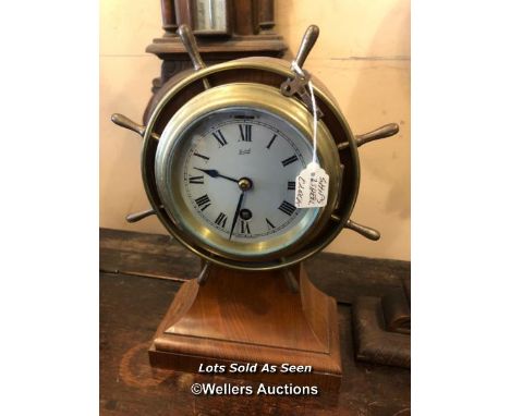*BALLOON SHAPED MANTEL CLOCK MODELLED AS A SHIP'S WHEEL / LOCATED AT VICTORIA ANTIQUES, WADEBRIDGE, PL27 7DD