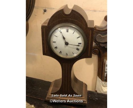 *ART NOUVEAU INLAID MAHOGANY MANTEL CLOCK / LOCATED AT VICTORIA ANTIQUES, WADEBRIDGE, PL27 7DD
