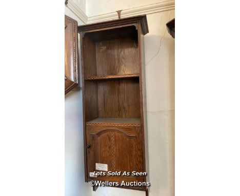 *EDWARDIAN INLAID OAK WALL SHELF, 90CM / LOCATED AT VICTORIA ANTIQUES, WADEBRIDGE, PL27 7DD