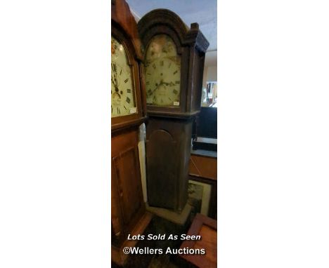 *PAINTED PINE 8 DAY LONGCASE CLOCK SIGNED R GARLAND, "PLYMOUTH, 204CM / LOCATED AT VICTORIA ANTIQUES, WADEBRIDGE, PL27 7DD