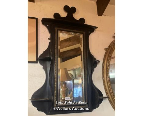 *LATE VICTORIAN EBONISED MIRRORED WALL SHELF / LOCATED AT VICTORIA ANTIQUES, WADEBRIDGE, PL27 7DD