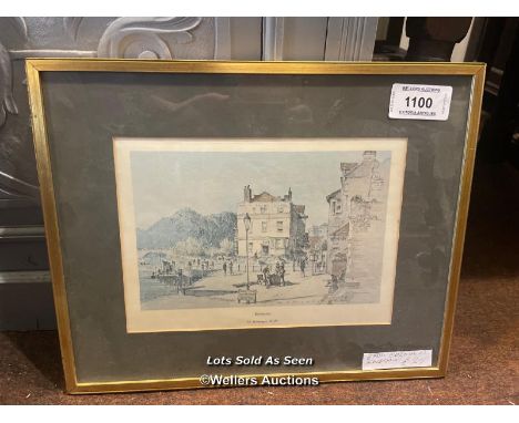 *FRAMED AND GLAZED HAND COLOURED LITHOGRAPH PRINT BY MONTEGUE WEBB, 30 X 21CM / LOCATED AT VICTORIA ANTIQUES, WADEBRIDGE, PL2