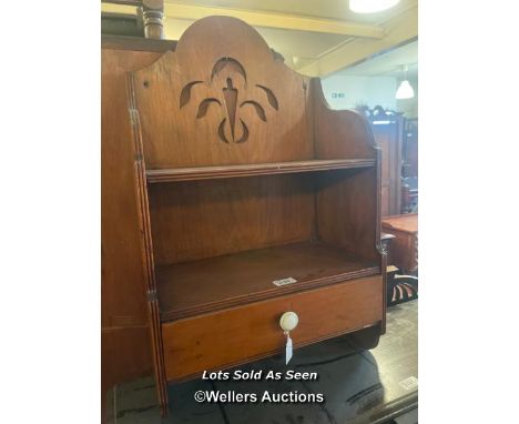 *EDWARDIAN WALL SHELF WITH DRAWER / LOCATED AT VICTORIA ANTIQUES, WADEBRIDGE, PL27 7DD