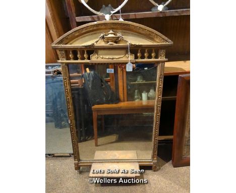 *VICTORIAN PIER GLASS WITH ARCHED TOP AND SMALL SHELF, 98 X 61CM / LOCATED AT VICTORIA ANTIQUES, WADEBRIDGE, PL27 7DD