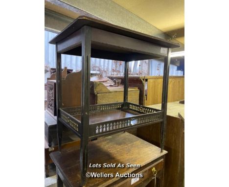 INLAID CARVED SIDE TABLE WITH SHELF UNDERNEATH, 27 X 20 X 28 INCHES / LOCATED AT VICTORIA ANTIQUES, WADEBRIDGE, PL27 7DD