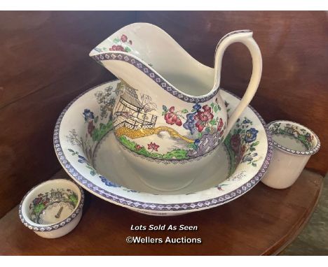 *COPELAND SPODE WASH BASIN FOUR PIECE SET INCLUDING JUG AND BOWL / LOCATED AT VICTORIA ANTIQUES, WADEBRIDGE, PL27 7DD