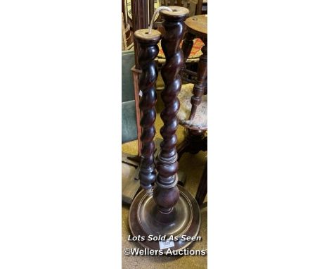 *ONE BARLEY TWIST STANDARD LAMP (DAMAGED) / LOCATED AT VICTORIA ANTIQUES, WADEBRIDGE, PL27 7DD