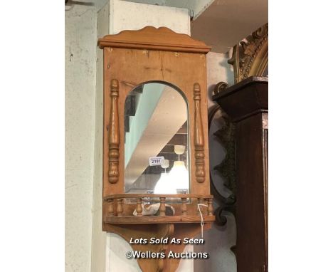 *PINE MIRRORED WALL SHELF / LOCATED AT VICTORIA ANTIQUES, WADEBRIDGE, PL27 7DD